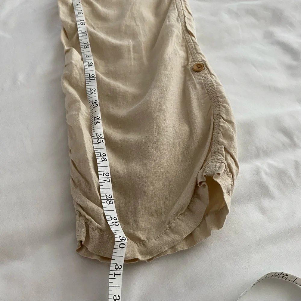 Banana Republic Sand Linen Cargo Pants Straight Leg Boho Adjustable Length size2